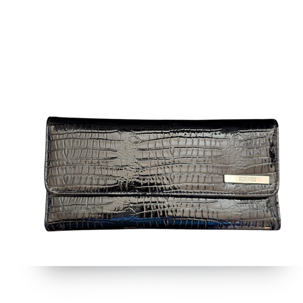 Kenneth Cole Reaction Black Croc-Embossed Clutch